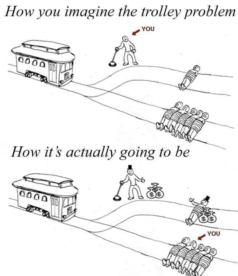 Trolley problem meme